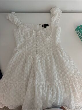 Blue Blush White Floral Eyelet Sundress
